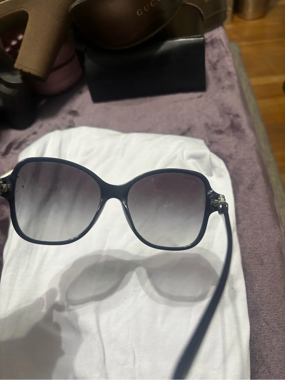 Bulgari Women's Dark Navy Rounded Oversized Sunglasses